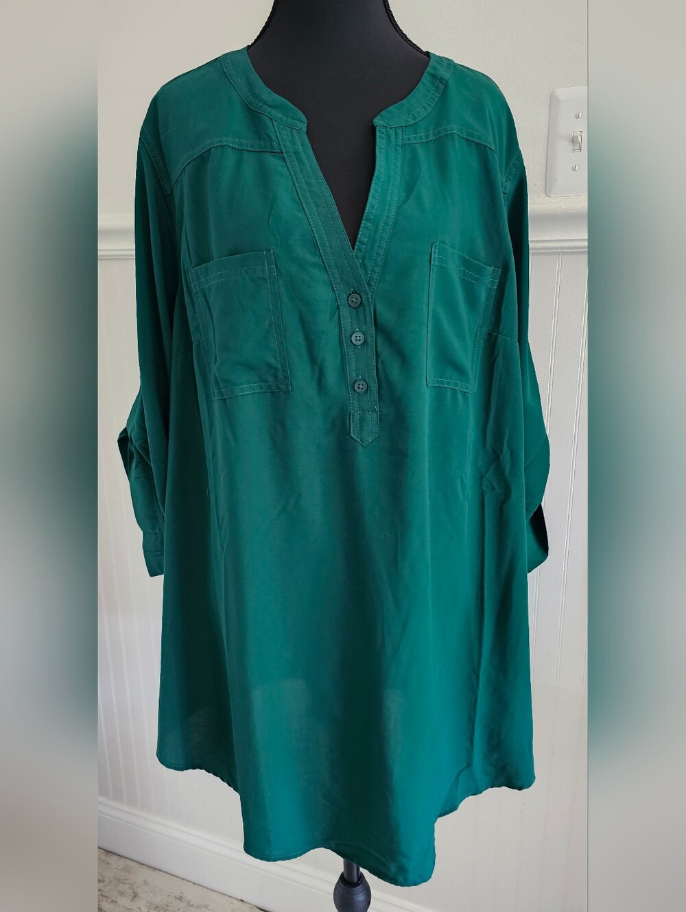 Torrid Emerald Green V-Neck Pullover Tunic 2X NWT
